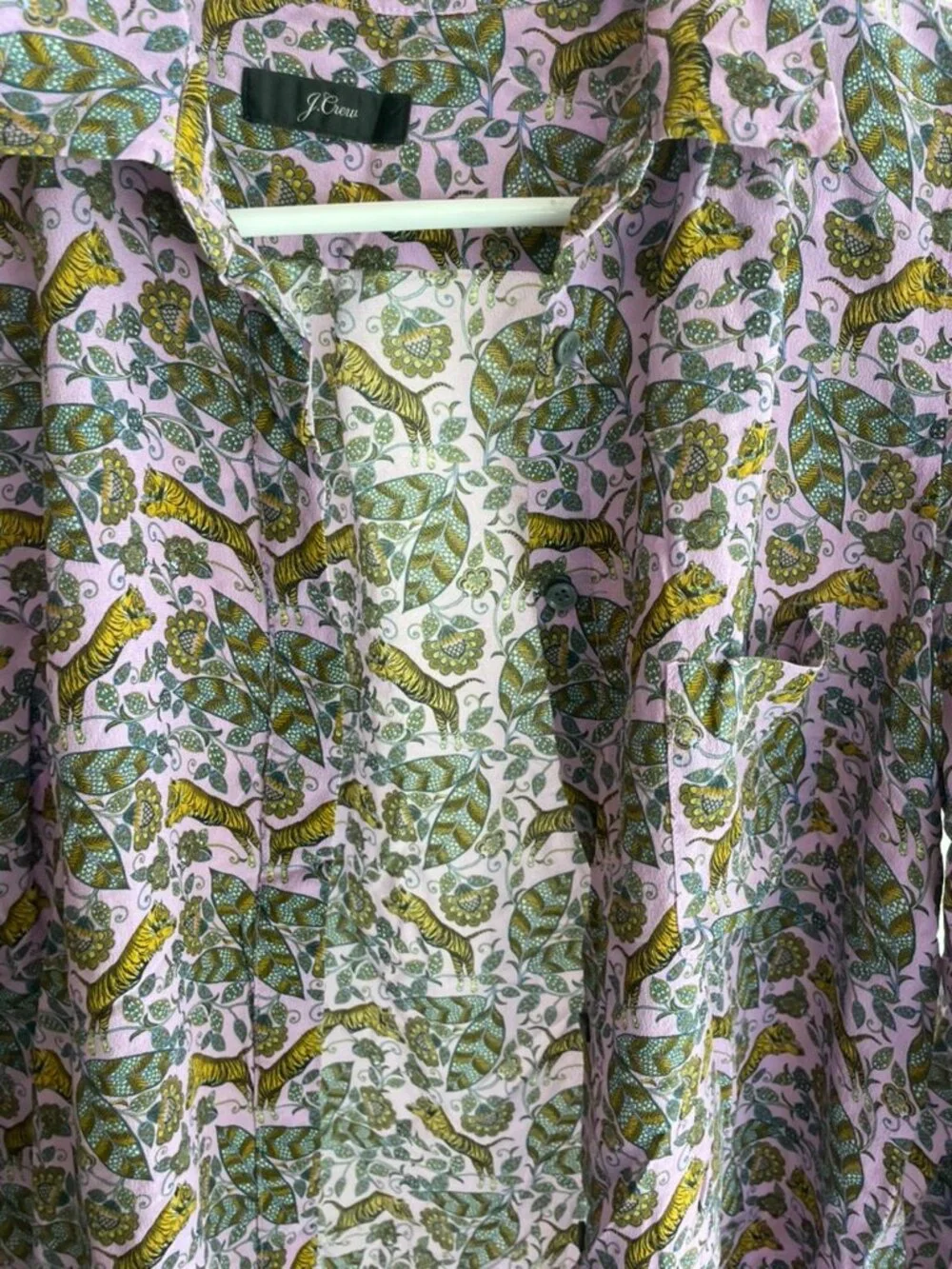 J.Crew Lavender Silk Tiger Floral Print Blouse